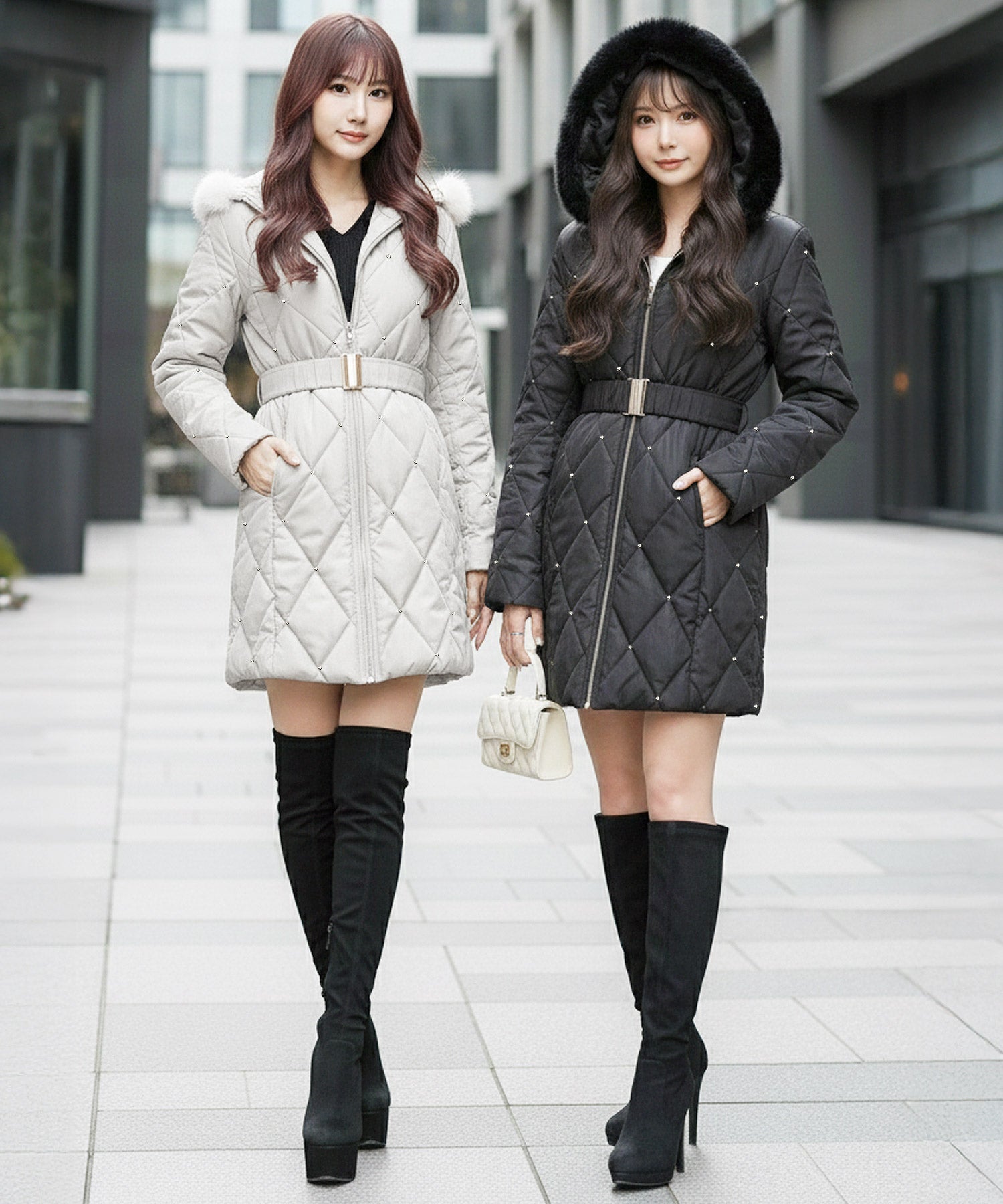 キラキラキルティング中綿ダウン風コート JB23606