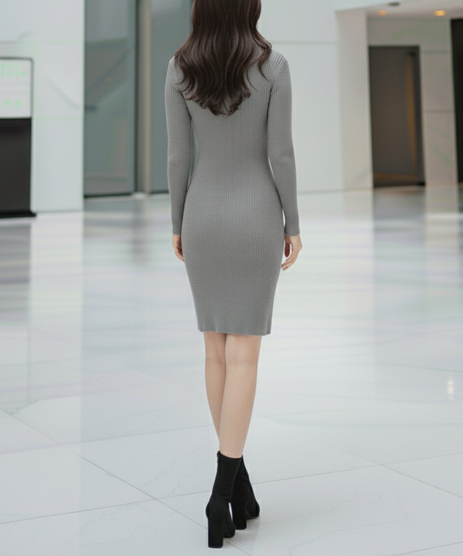 ネックが選べるリブニットミニワンピース JB24530