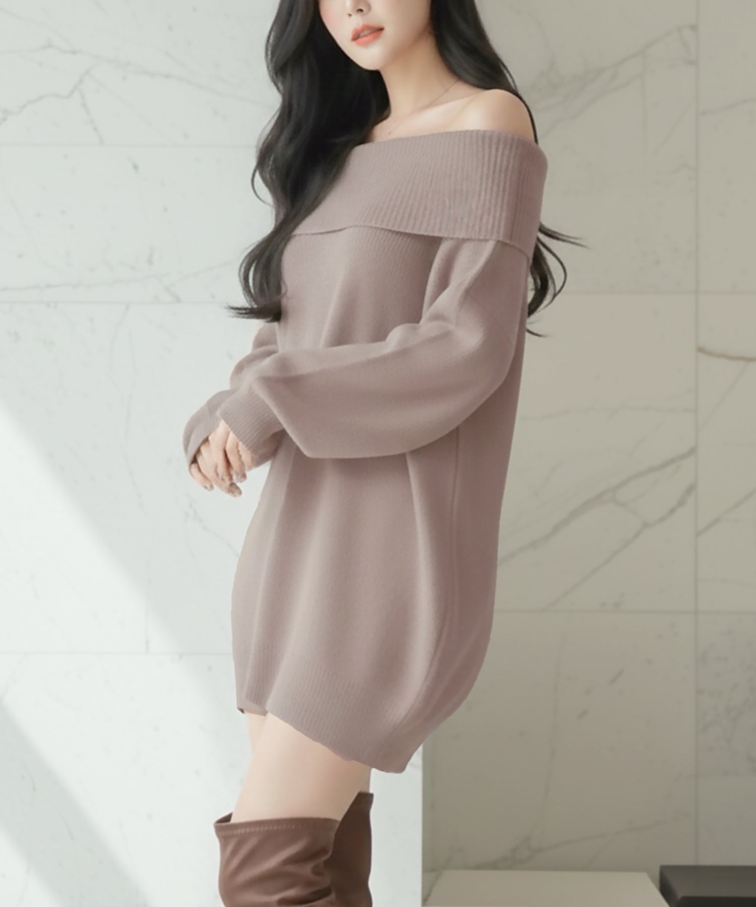 オフショルダーチュニックトップス・ワンピース JB24550