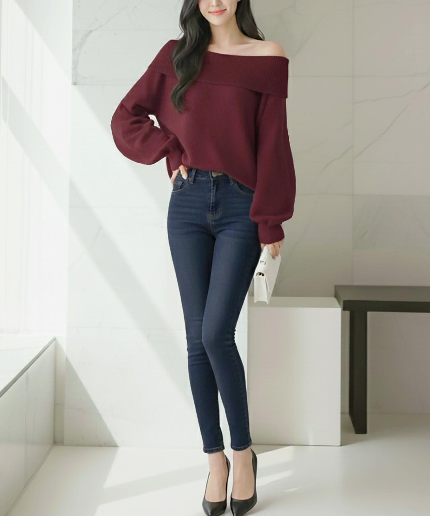 オフショルダーチュニックトップス・ワンピース JB24550